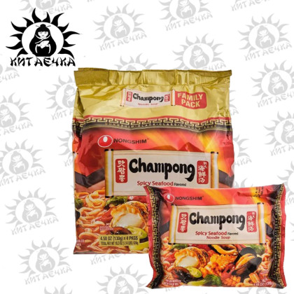 Купить оптом Лапша Nongshim Champong со вкусом морепродуктов острая 4шт/8упак Коробка /915-1 в интернет-магазине КитаечкамагазинОПТ г.Уссурийск, Хабаровск