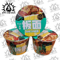 Плоская лапша со вкусом говядины с сычуанским перцем 143гр/12шт Коробка(зеленая)