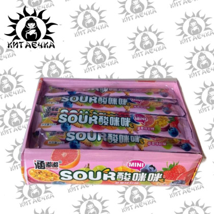 Купить оптом Жевательная конфета ассорти вкусов "Sour" 30шт/упаковка 3055-1 в интернет-магазине КитаечкамагазинОПТ г.Уссурийск, Южно-Сахалинск